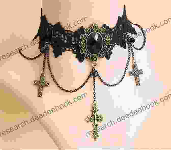 A Black Lace Choker With A Small Cross Pendant. Pretty In Punk: 25 Punk Rock And Goth Knitting Projects