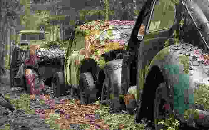 A Captivating Black And White Image Of An Old Car Abandoned In A Forest, Evoking A Sense Of Isolation And The Unknown Dark Traffic: Poems (Pitt Poetry Series)
