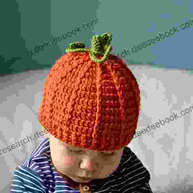 A Crocheted Pumpkin Hat With Orange Yarn And An Embroidered Pumpkin Face Adorable Halloween Crochet Tutorials: Cute Halloween Patterns And Instructions