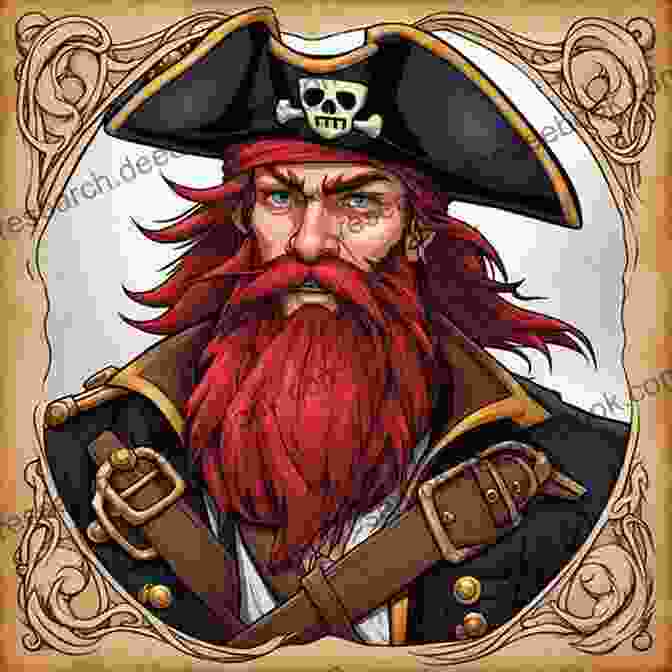 First Mate Redbeard, A Jovial Giant With A Fiery Beard, Brandishes His Cutlass With A Menacing Grin. Three Pirates One Goat And Some Crazy Ghosts