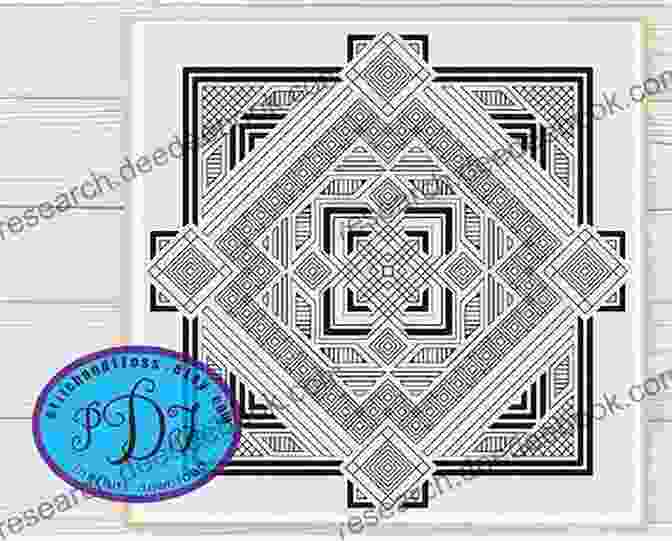 Geometric Blackwork Sampler Pattern 3: Diamond Grid Geometric Blackwork Sampler 10 Blackwork Pattern